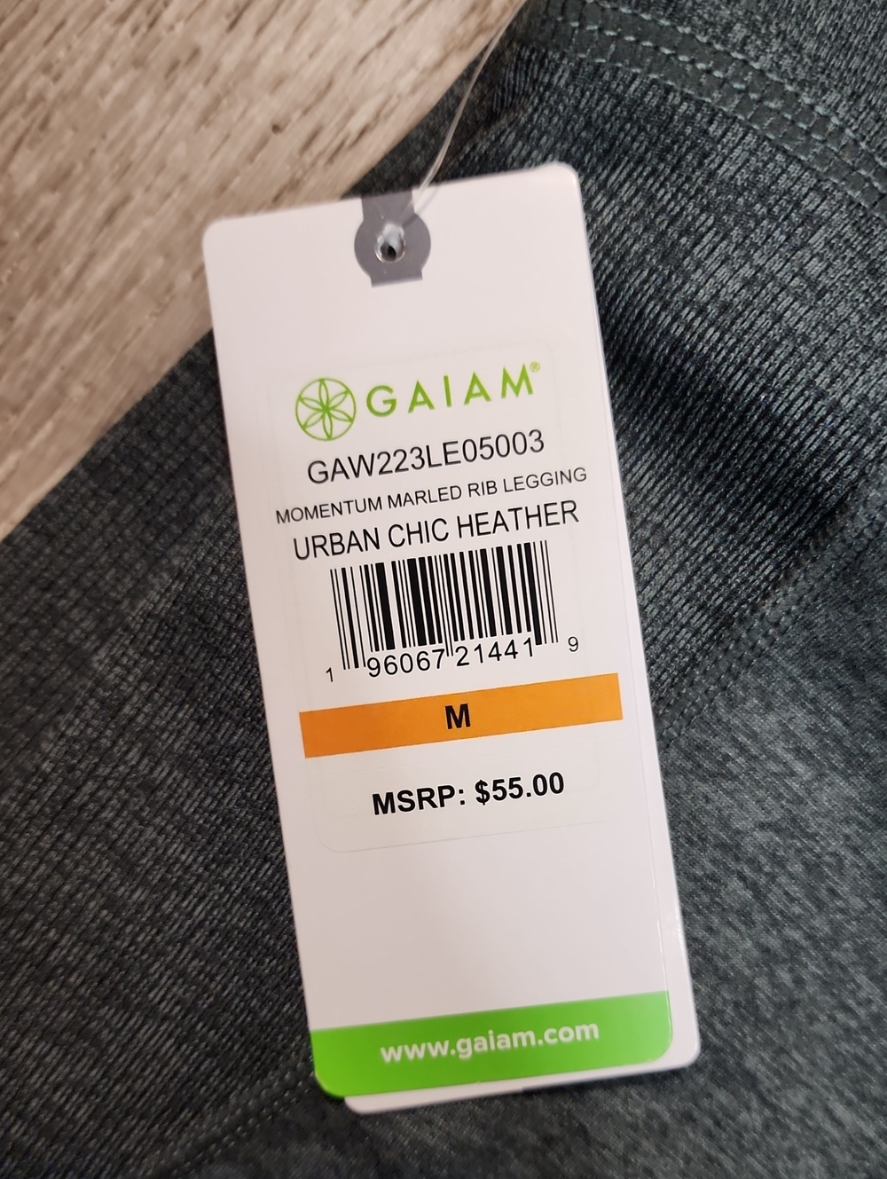 GAIAM The Om Fit Om-Dri Momentum Marled Rib Legging In Urban Chic Heather Size M - Picture 6 of 8